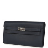Hermes Kelly Wallet To Go Bleu Nuit Evercolor Palladium Hardware