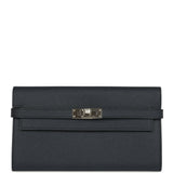Hermes Kelly Long Wallet Bleu Indigo Verso Epsom Palladium Hardware