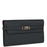 Hermes Kelly Long Wallet Bleu Indigo Verso Epsom Palladium Hardware