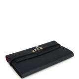 Hermes Kelly Long Wallet Bleu Indigo Verso Epsom Palladium Hardware