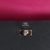 Hermes Kelly Long Wallet Bleu Indigo Verso Epsom Palladium Hardware