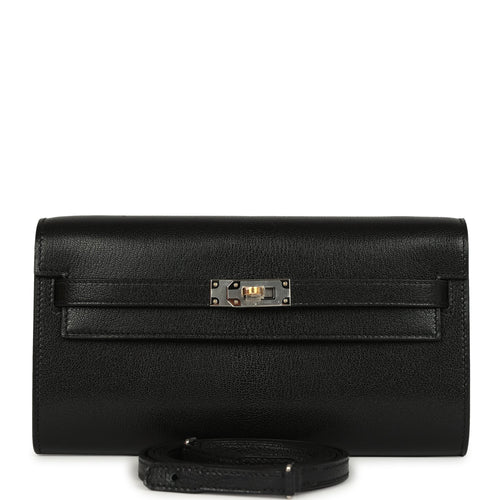 Hermes Kelly Wallet To Go Black Chevre Chamkila Electrum Hardware