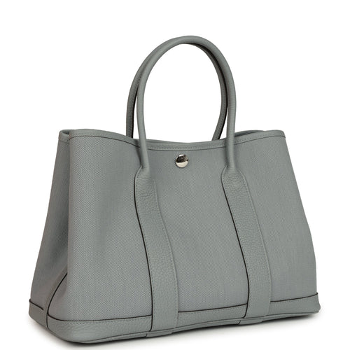 Hermes Garden Party 30 Gris Pantin Officier Canvas and Negonda Palladium Hardware