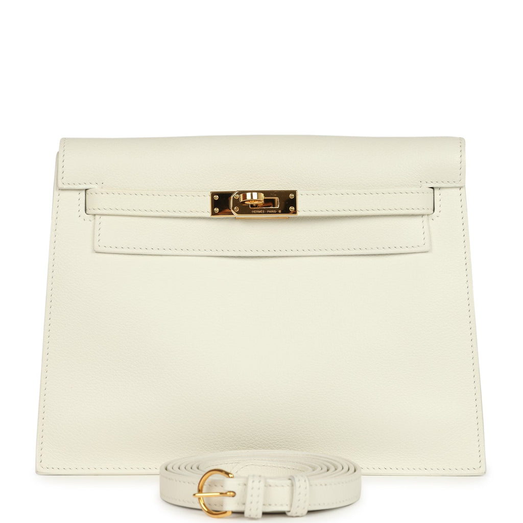 Pre-owned Hermes Kelly Danse White Evercolor Gold Hardware Hot