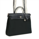 Hermes Herbag Zip PM 31 Vert Cypres Officier Canvas and Ardoise Vache Hunter Palladium Hardware