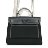 Hermes Herbag Zip PM 31 Vert Cypres Officier Canvas and Ardoise Vache Hunter Palladium Hardware