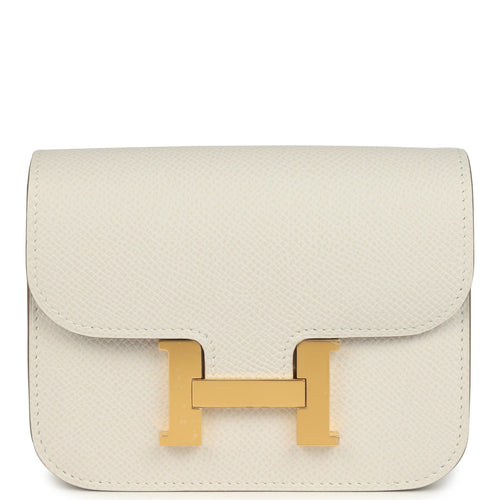Hermes Constance Slim Wallet Craie Epsom Gold Hardware