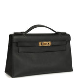 Pre-owned Hermes Special Order (HSS) Kelly Pochette Black Epsom Gold Hardware
