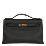 Pre-owned Hermes Special Order (HSS) Kelly Pochette Black Epsom Gold Hardware