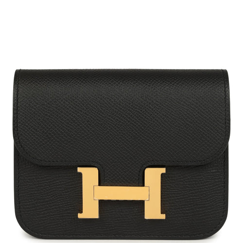 Hermes Constance Slim Wallet Black Epsom Gold Hardware
