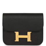 Hermes Constance Slim Wallet Black Epsom Gold Hardware