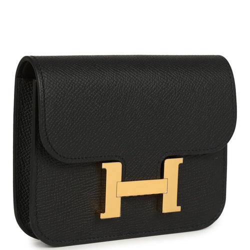 Hermes Constance Slim Wallet Black Epsom Gold Hardware