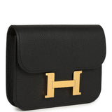 Hermes Constance Slim Wallet Black Epsom Gold Hardware