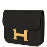 Hermes Constance Slim Wallet Black Epsom Gold Hardware