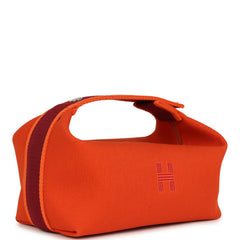 Hermes Bride A Brac Carre Case PM Feu Canvas Palladium Hardware