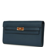Hermes Kelly Wallet To Go Bleu De Prusse Evercolor Gold Hardware