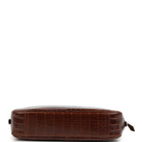 Pre-owned Hermes Plume Elan 28 Miel Shiny Alligator Palladium Hardware