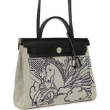 Pre-owned Hermes Herbag Zip Pegase Pop PM 31 Ecru Toile H Canvas and Black Hunter Palladium Hardware - Thumbnail View 2