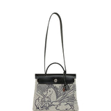 Pre-owned Hermes Herbag Zip Pegase Pop PM 31 Ecru Toile H Canvas and Black Hunter Palladium Hardware - Thumbnail View 9