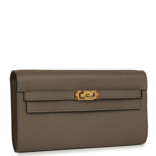 Hermes Kelly Wallet To Go Etain Epsom Gold Hardware