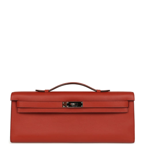 Pre-owned Hermes Kelly Cut Brique Swift Palladium Hardware