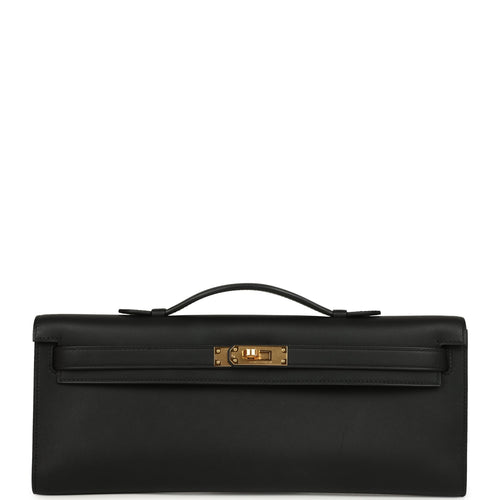 Pre-owned Hermes Kelly Cut Black Swift Gold Hardware