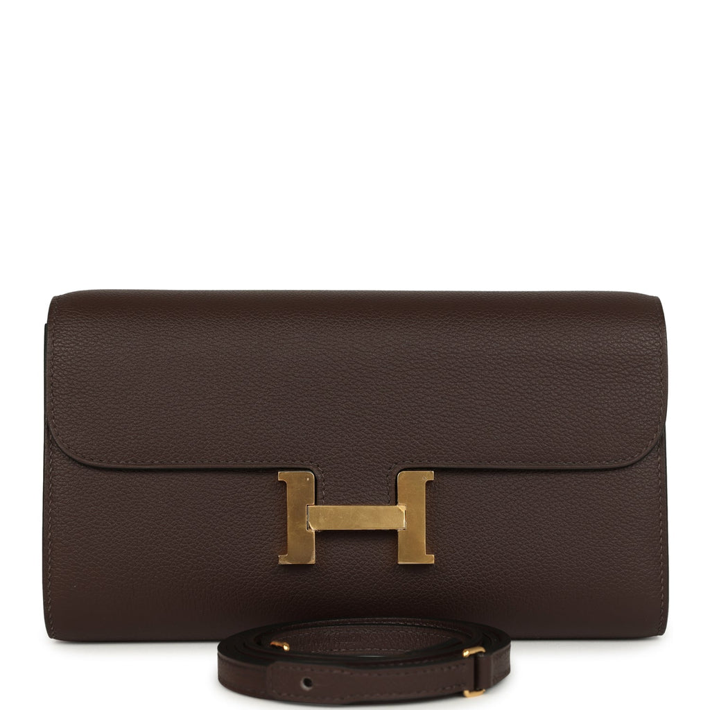 Hermes Constance Wallet To Go Moka Evercolor Gold Hardware