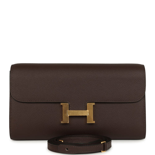 Hermes Constance Wallet To Go  Moka Evercolor Gold Hardware