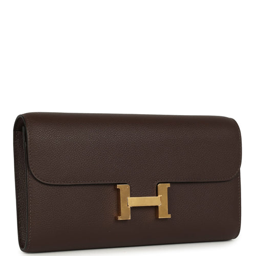 Hermes Constance Wallet To Go  Moka Evercolor Gold Hardware
