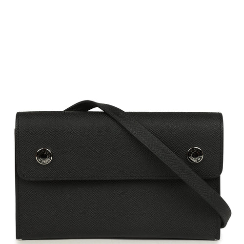 Hermes Hermesnap Wallet Black Epsom Lacquered Palladium Hardware