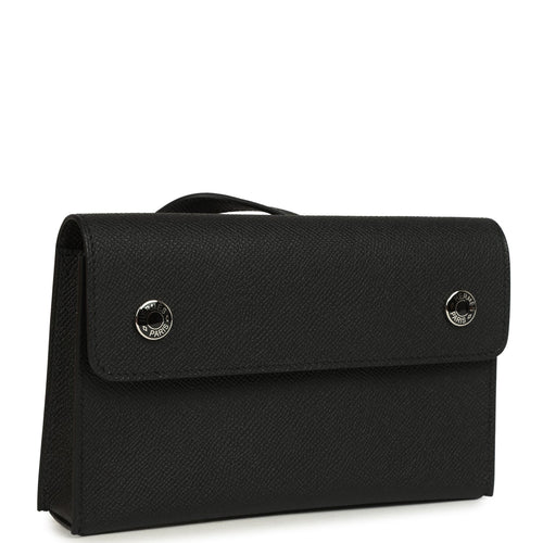 Hermes Hermesnap Wallet Black Epsom Lacquered Palladium Hardware