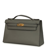 Hermes Special Order (HSS) Kelly Pochette Gris Meyer Verso Swift Gold Hardware