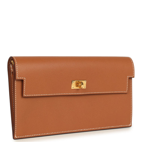 Hermes Kelly Pocket Long Wallet Gold Madame Gold Hardware