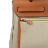 Hermes Herbag Zip PM 31 Beton Toile H & Fauve Vache Hunter Gold Hardware