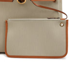 Hermes Herbag Zip PM 31 Beton Toile H & Fauve Vache Hunter Gold Hardware