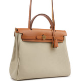 Hermes Herbag Zip PM 31 Beton Toile H & Fauve Vache Hunter Gold Hardware