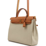 Hermes Herbag Zip PM 31 Beton Toile H & Fauve Vache Hunter Gold Hardware