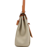 Hermes Herbag Zip PM 31 Beton Toile H & Fauve Vache Hunter Gold Hardware