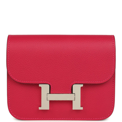 Hermes Constance Slim Wallet Framboise Verso Evercolor Palladium Hardware