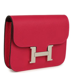 Hermes Constance Slim Wallet Framboise Verso Evercolor Palladium Hardware