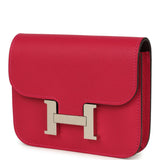 Hermes Constance Slim Wallet Framboise Verso Evercolor Palladium Hardware