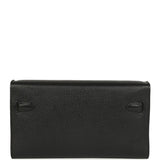 Pre-owned Hermes Kelly Wallet To Go Black Chevre Mysore Palladium Hardware