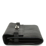Pre-owned Hermes Kelly Wallet To Go Black Chevre Mysore Palladium Hardware