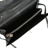 Pre-owned Hermes Kelly Wallet To Go Black Chevre Mysore Palladium Hardware