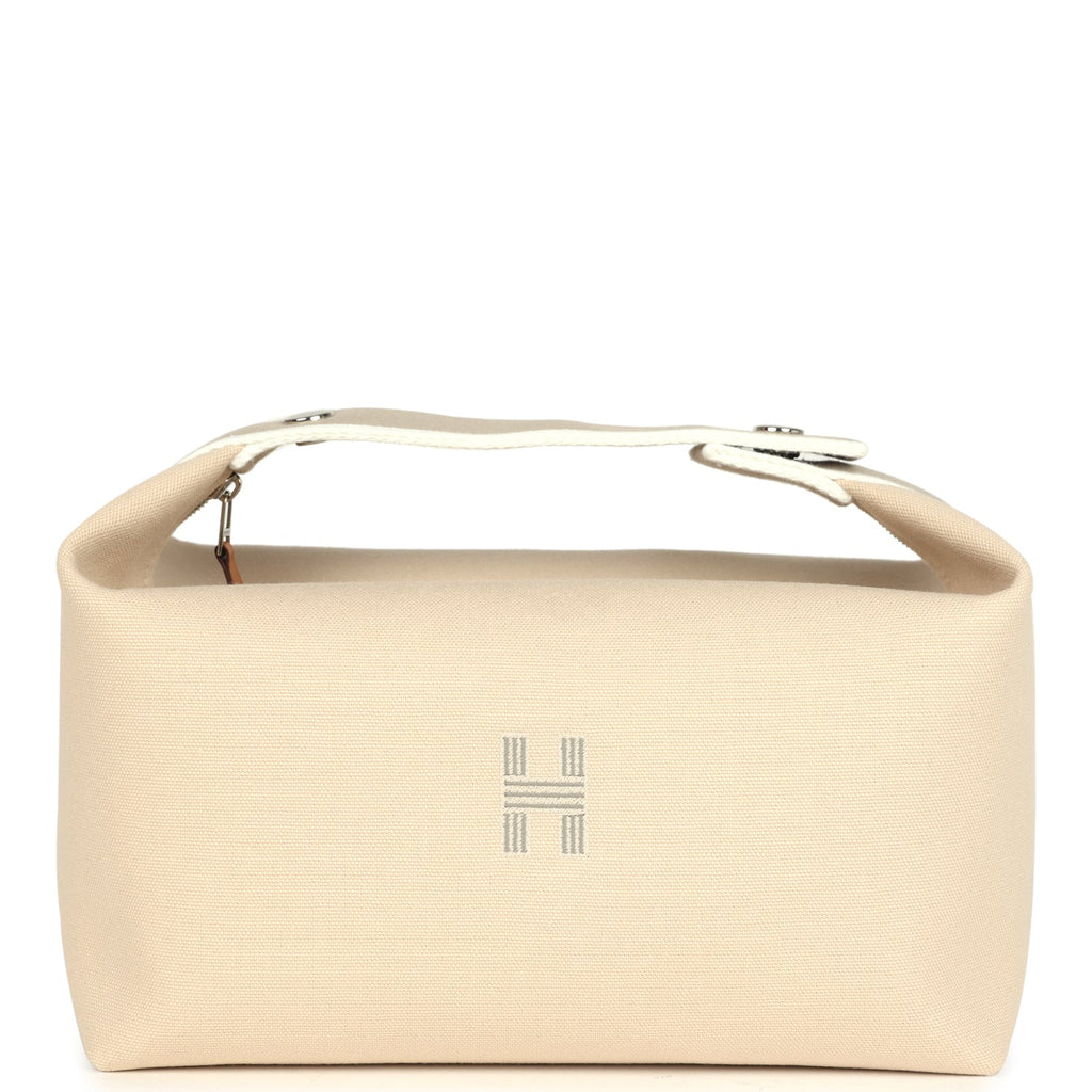 Hermes Bride-A-Brac Case GM Neutral Toile Canvas Palladium Hardware