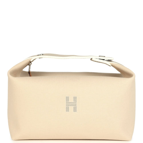 Hermes Bride-A-Brac Case GM Neutral Toile Canvas Palladium Hardware