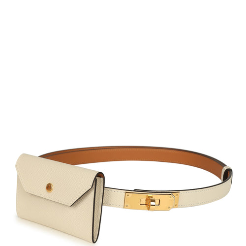 Hermes Kelly Pocket Belt 18 Craie Epsom Gold Hardware