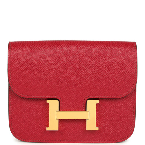 Hermes Constance Slim Wallet Rubis Epsom Gold Hardware