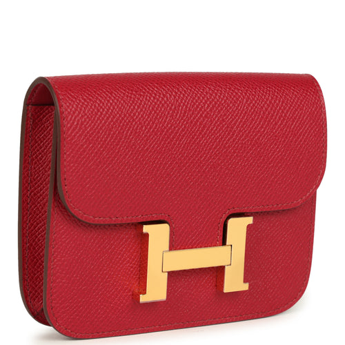 Hermes Constance Slim Wallet Rubis Epsom Gold Hardware