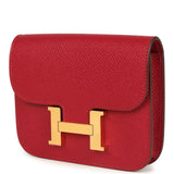 Hermes Constance Slim Wallet Rubis Epsom Gold Hardware